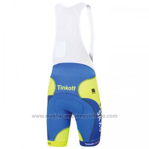2016 Abbigliamento Ciclismo Tinkoff Saxo Bank Giallo e Blu Manica Corta e Salopette